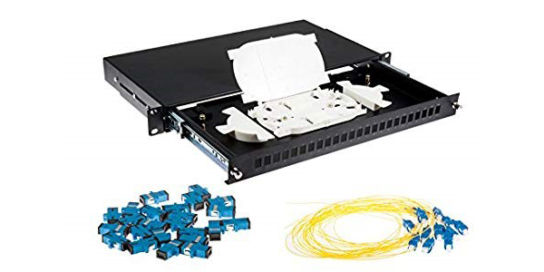 1U, Sliding Fiber patch panel, with front Faceplate 24 port LC Duplex-img-1
